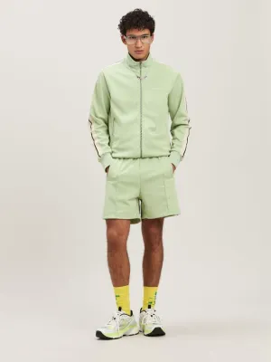 Sage Green Zipped Track Jacket with Logo Embroidery