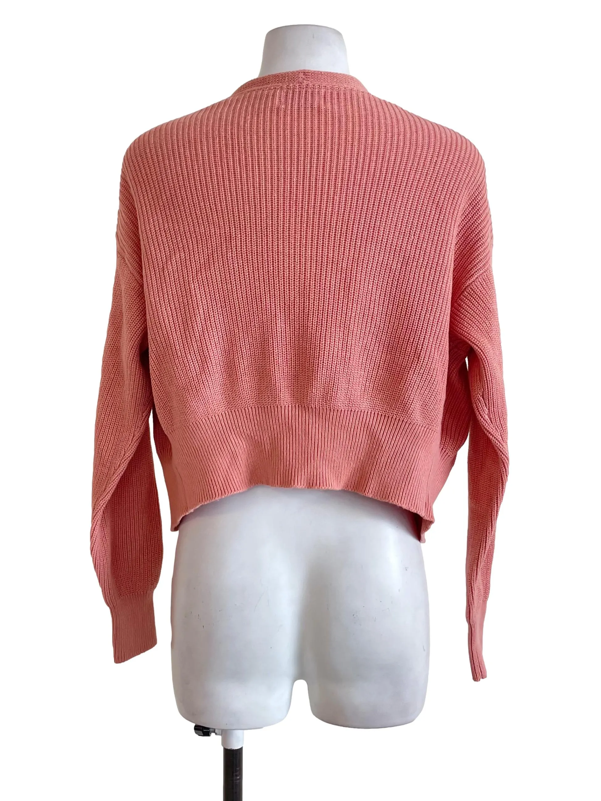 Salmon Pink Fitted Waist Cardigan