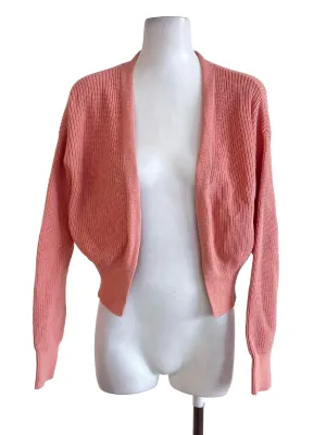 Salmon Pink Fitted Waist Cardigan