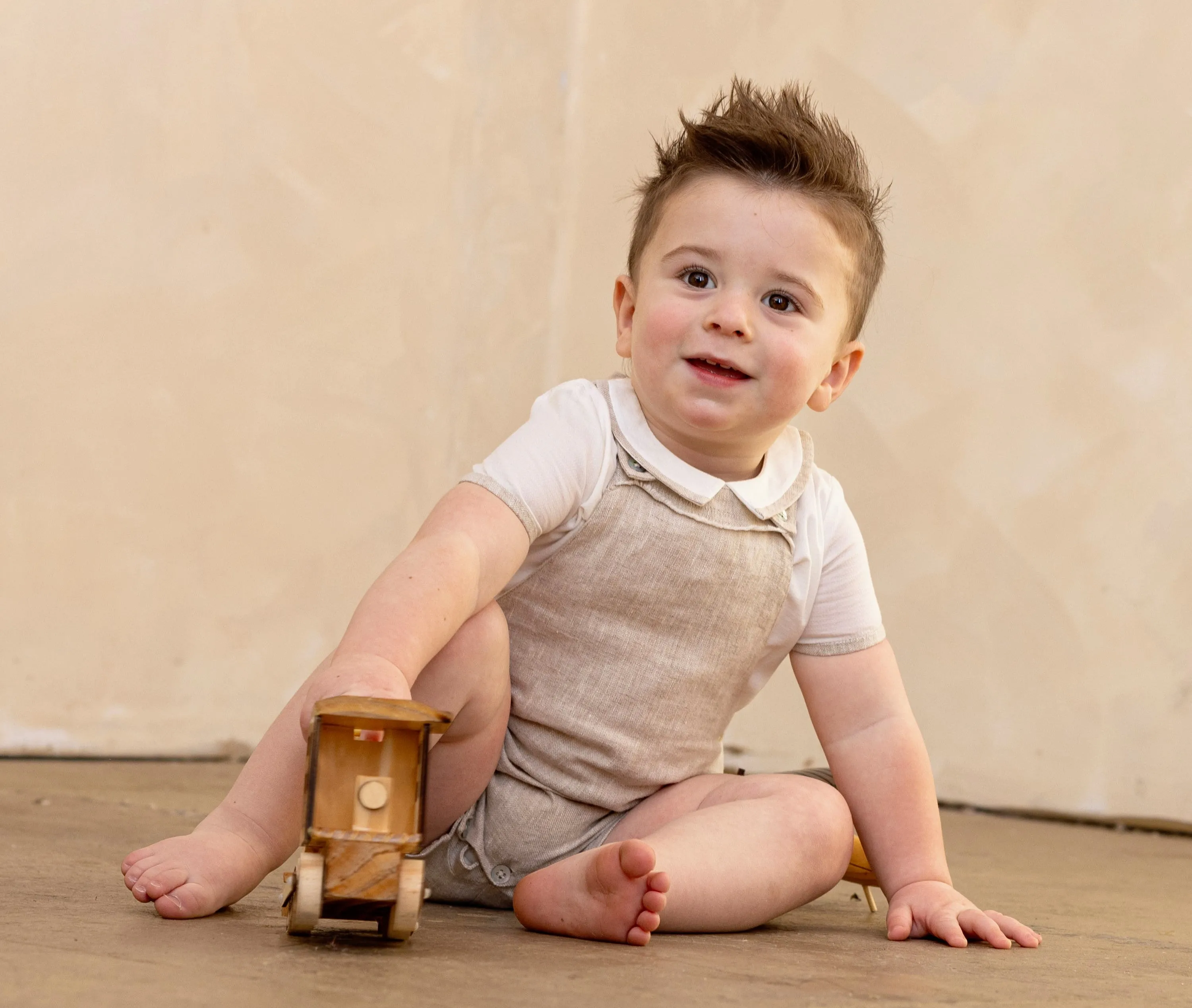 Sand linen overalls by Coco Blanc