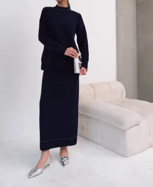 Sanna Knit Skirt Co-Ord- Navy