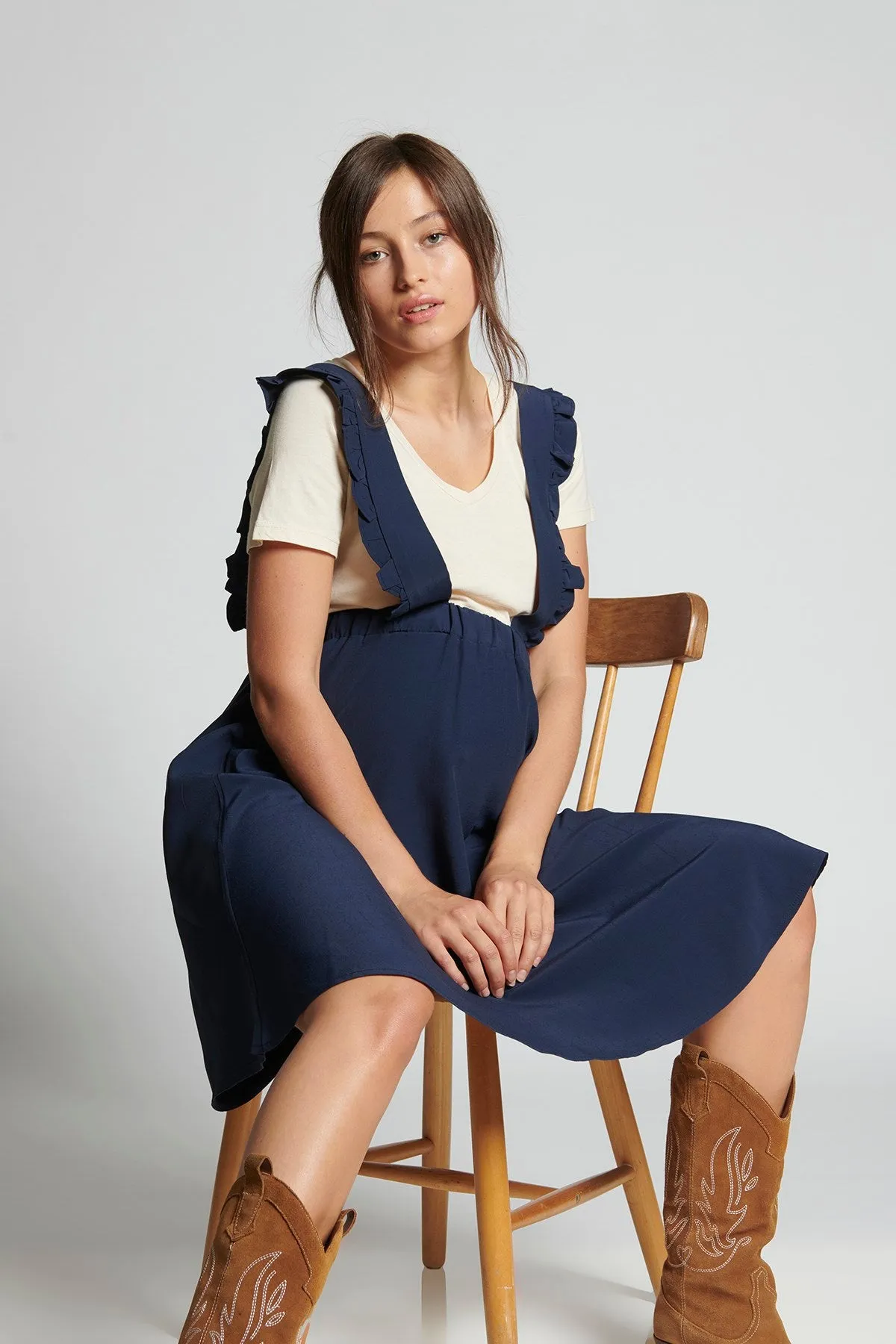 Scarlett Overalls Skirt - Navy