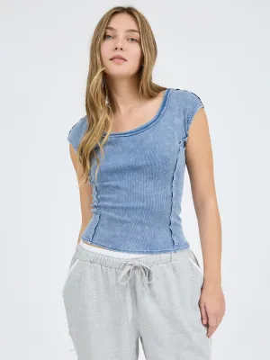 Seamed Scoop Neck T Shirt