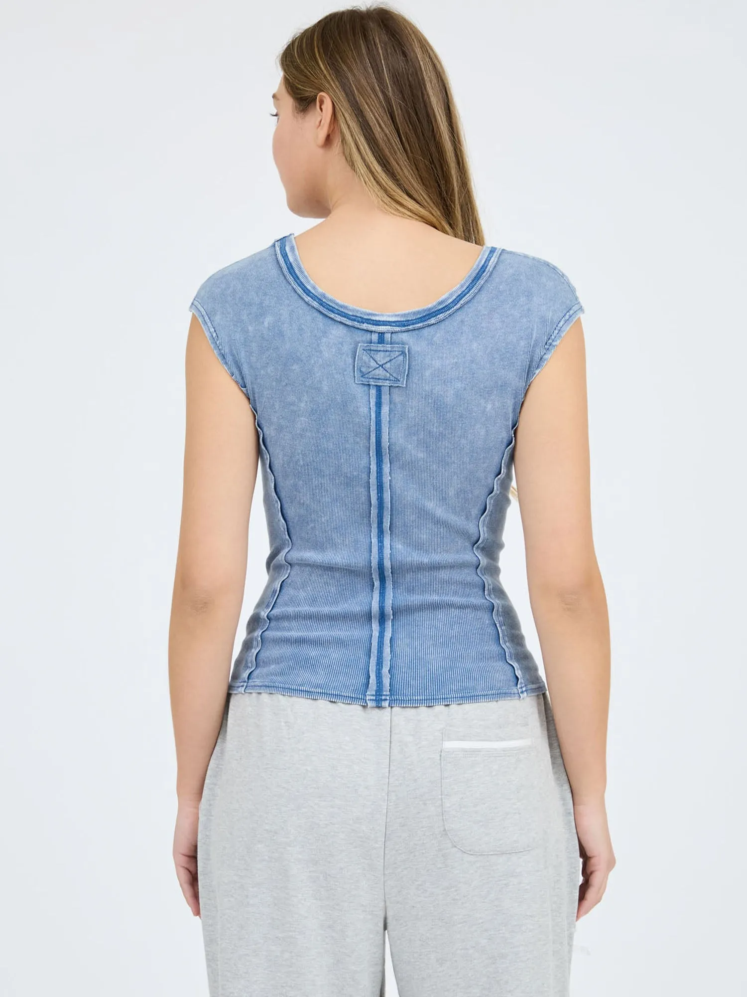 Seamed Scoop Neck T Shirt