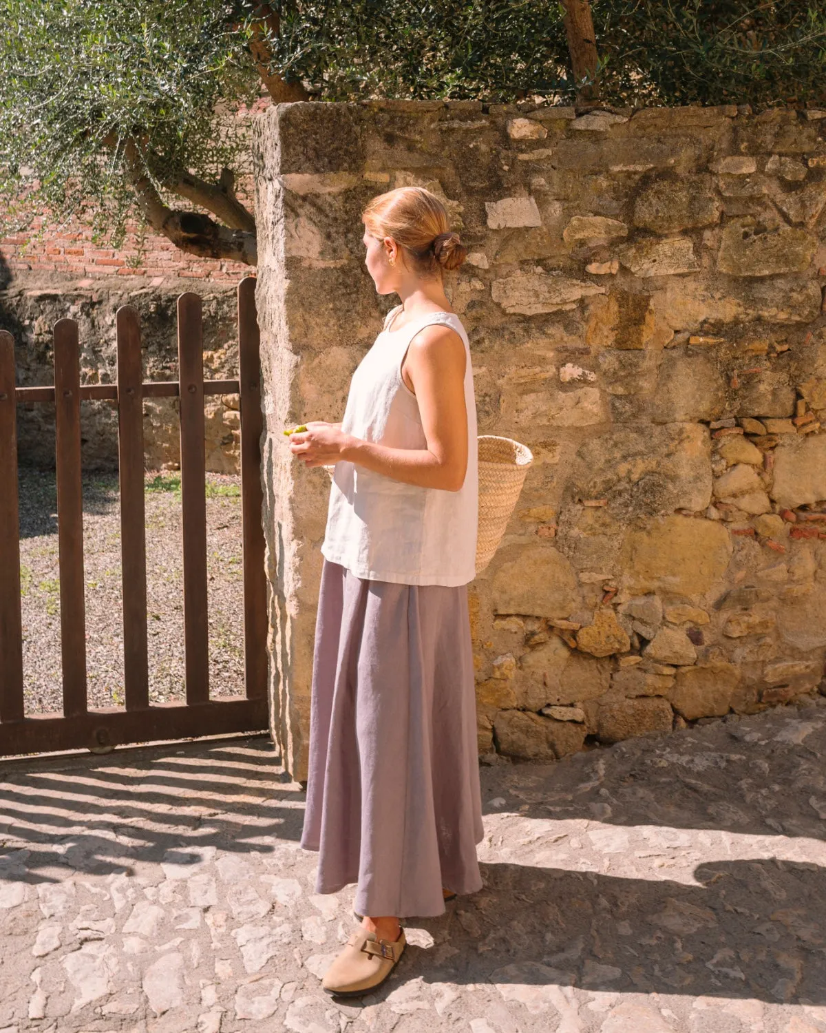 Shaina - Linen Skirt in Grey Purple