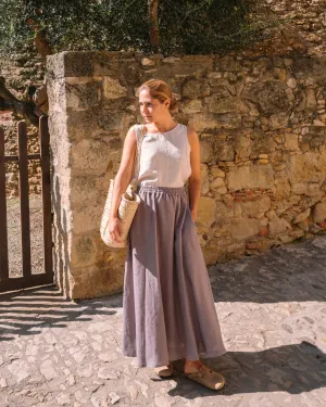 Shaina - Linen Skirt in Grey Purple