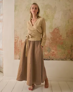 Shaina - Linen Skirt in Walnut