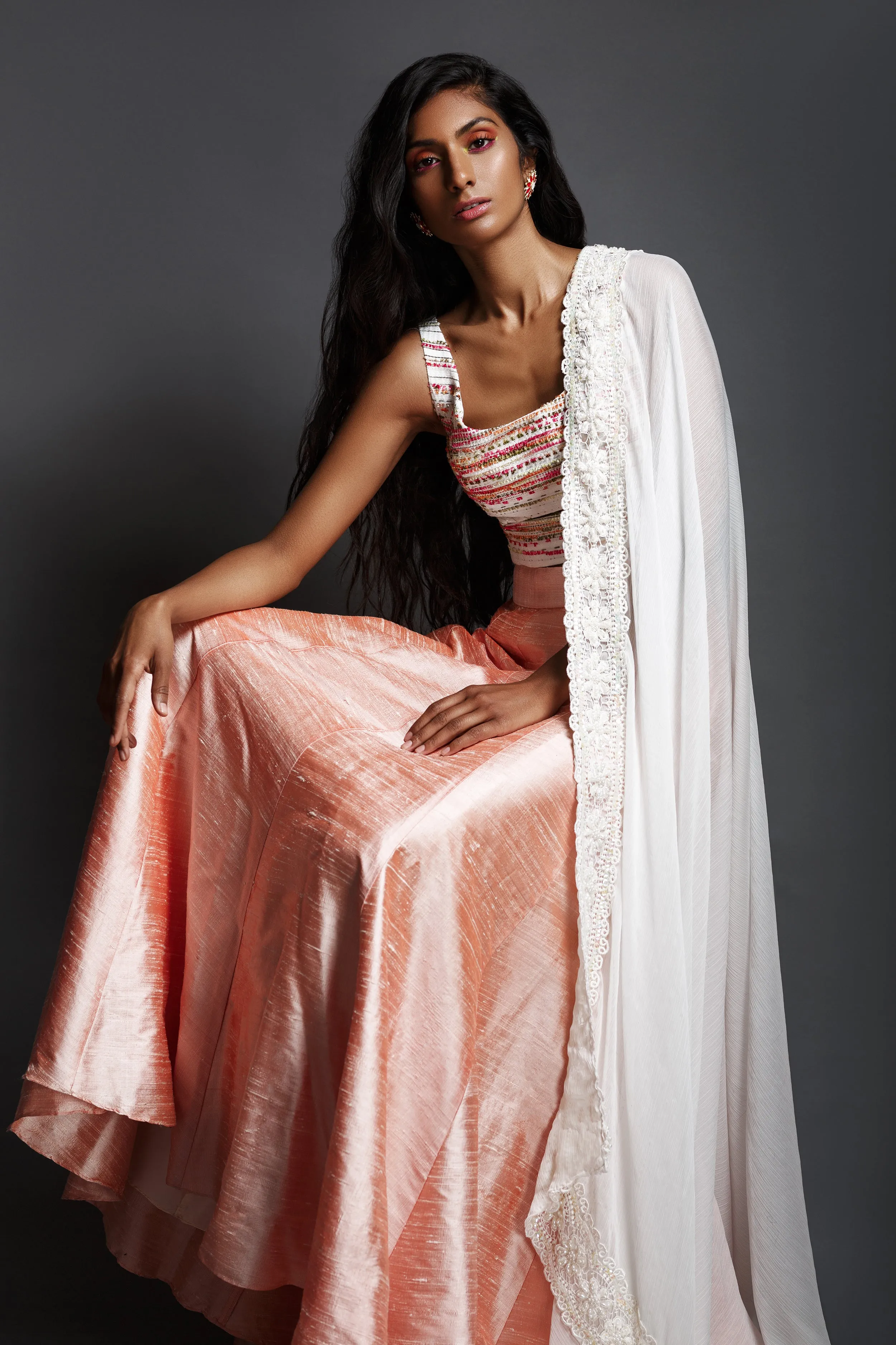 SIMAR Tweed Jacquard Cutout Top