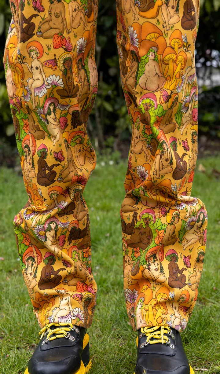 SIZES 4XS/3XS* Run & Fly x The Mushroom Babes Natural Babes Stretch Twill Dungarees