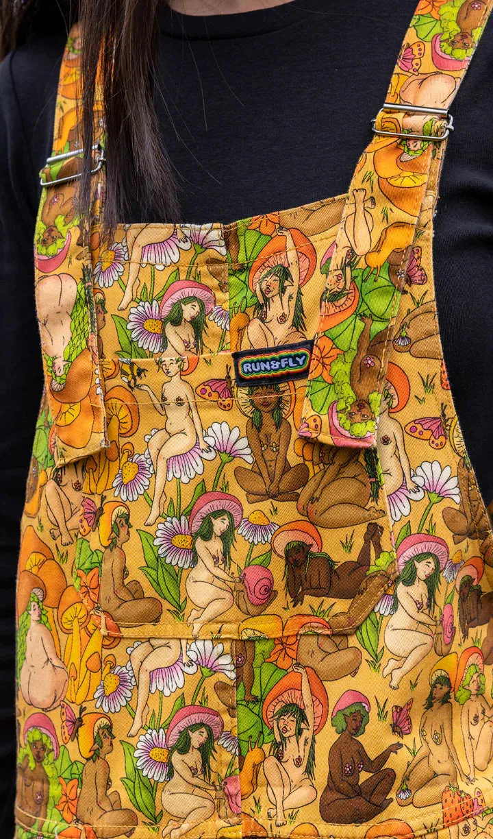 SIZES 4XS/3XS* Run & Fly x The Mushroom Babes Natural Babes Stretch Twill Dungarees