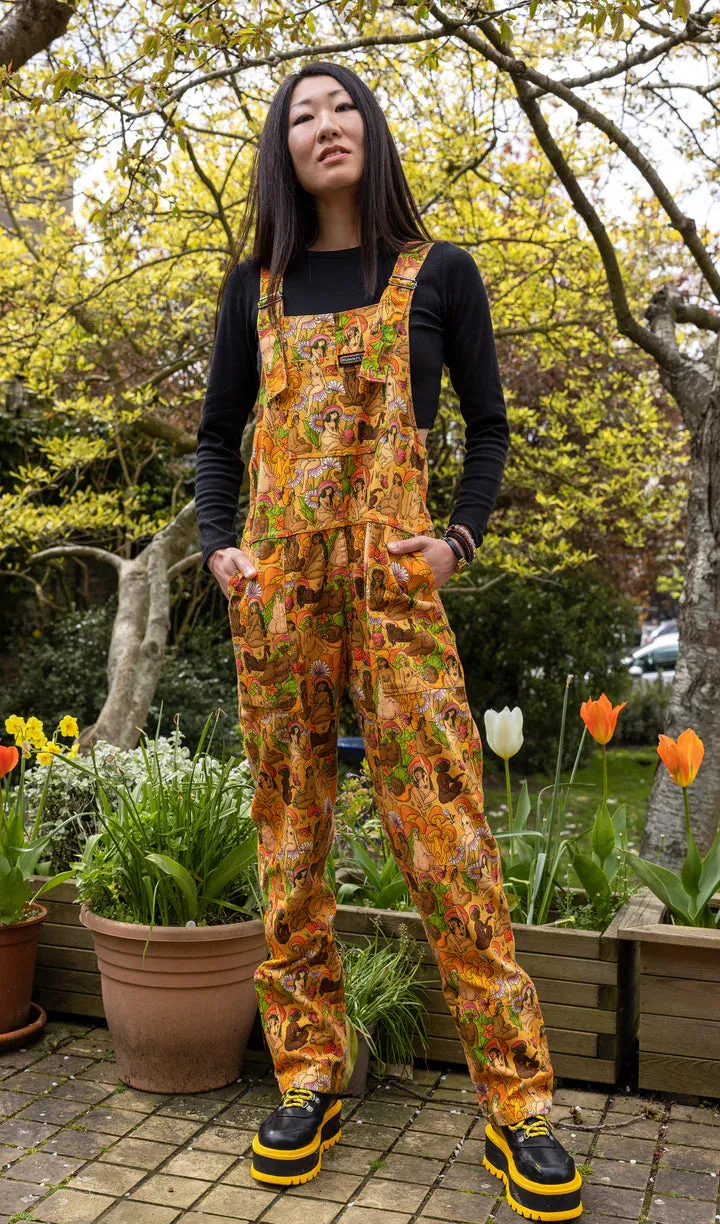 SIZES 4XS/3XS* Run & Fly x The Mushroom Babes Natural Babes Stretch Twill Dungarees