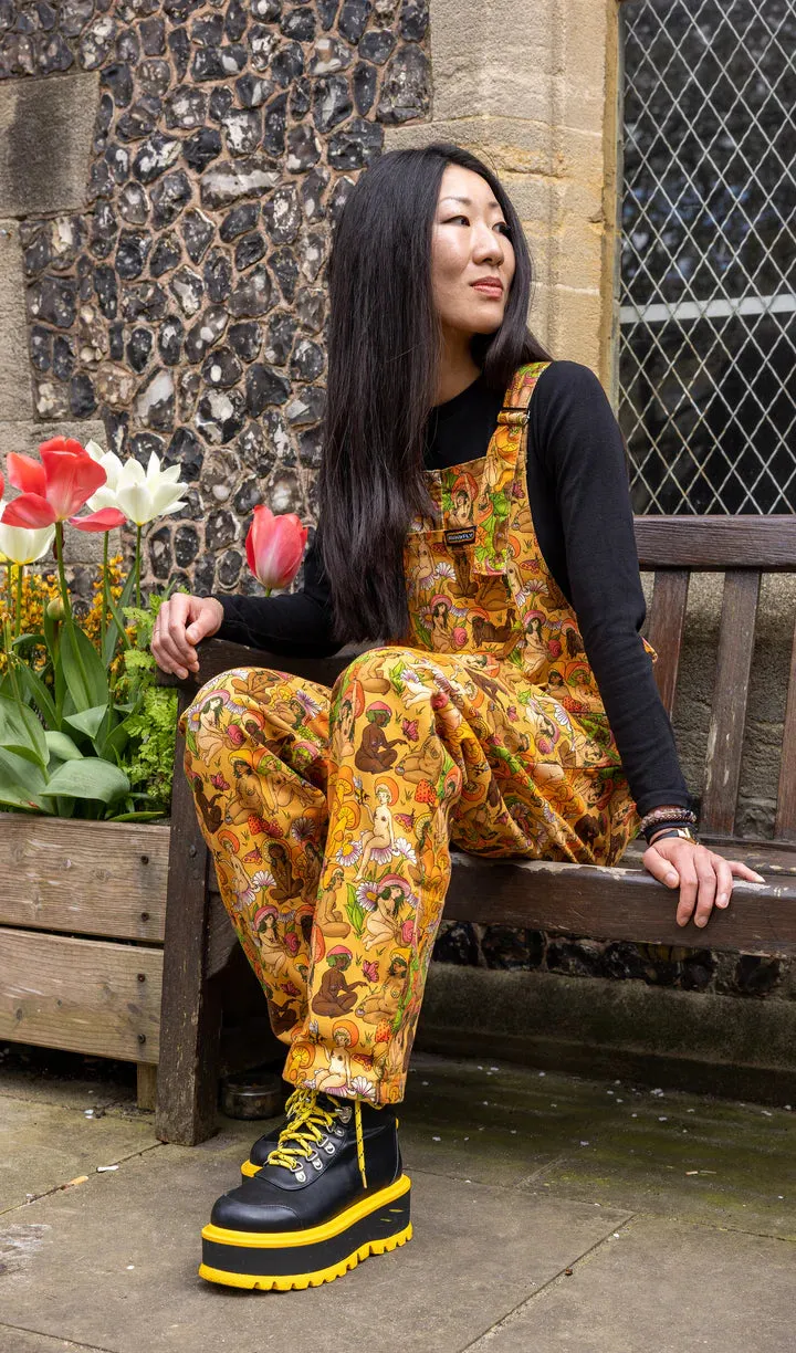 SIZES 4XS/3XS* Run & Fly x The Mushroom Babes Natural Babes Stretch Twill Dungarees