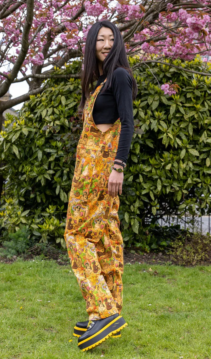 SIZES 4XS/3XS* Run & Fly x The Mushroom Babes Natural Babes Stretch Twill Dungarees