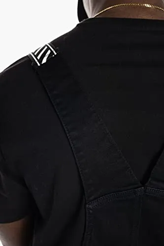 Smoke Rise Men's Fashion Twill Denim Basic Short Utility Overall with Paint (Black Dojang, 2XL)