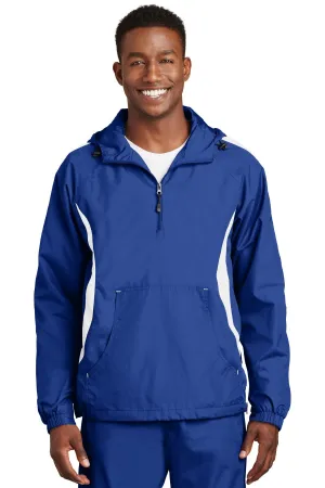 Sport-Tek Colorblock Raglan Anorak. JST63 True Royal/ White