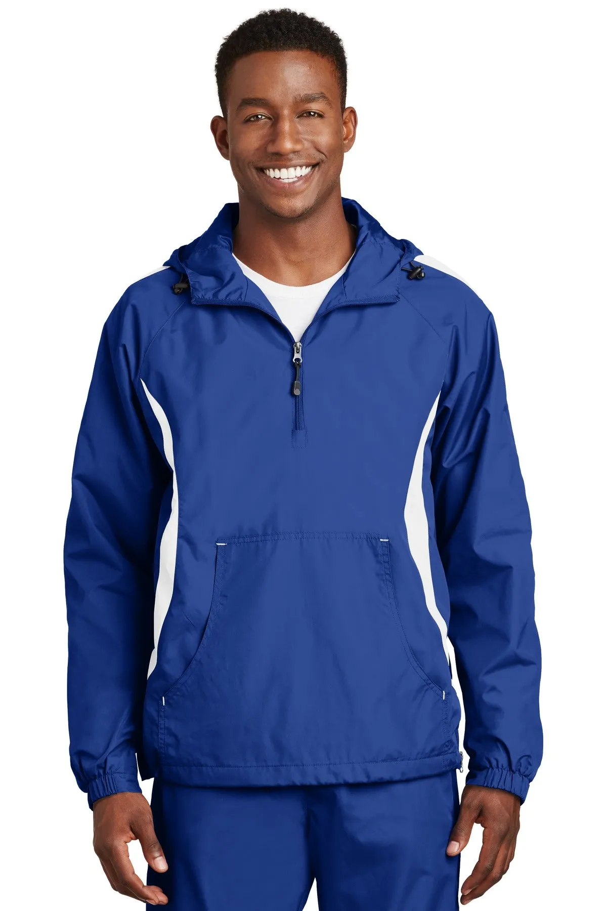 Sport-Tek Colorblock Raglan Anorak. JST63 True Royal/ White