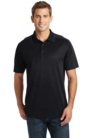 Sport-Tek Micropique Sport-Wick Piped Polo. ST653 Black/ Iron Grey
