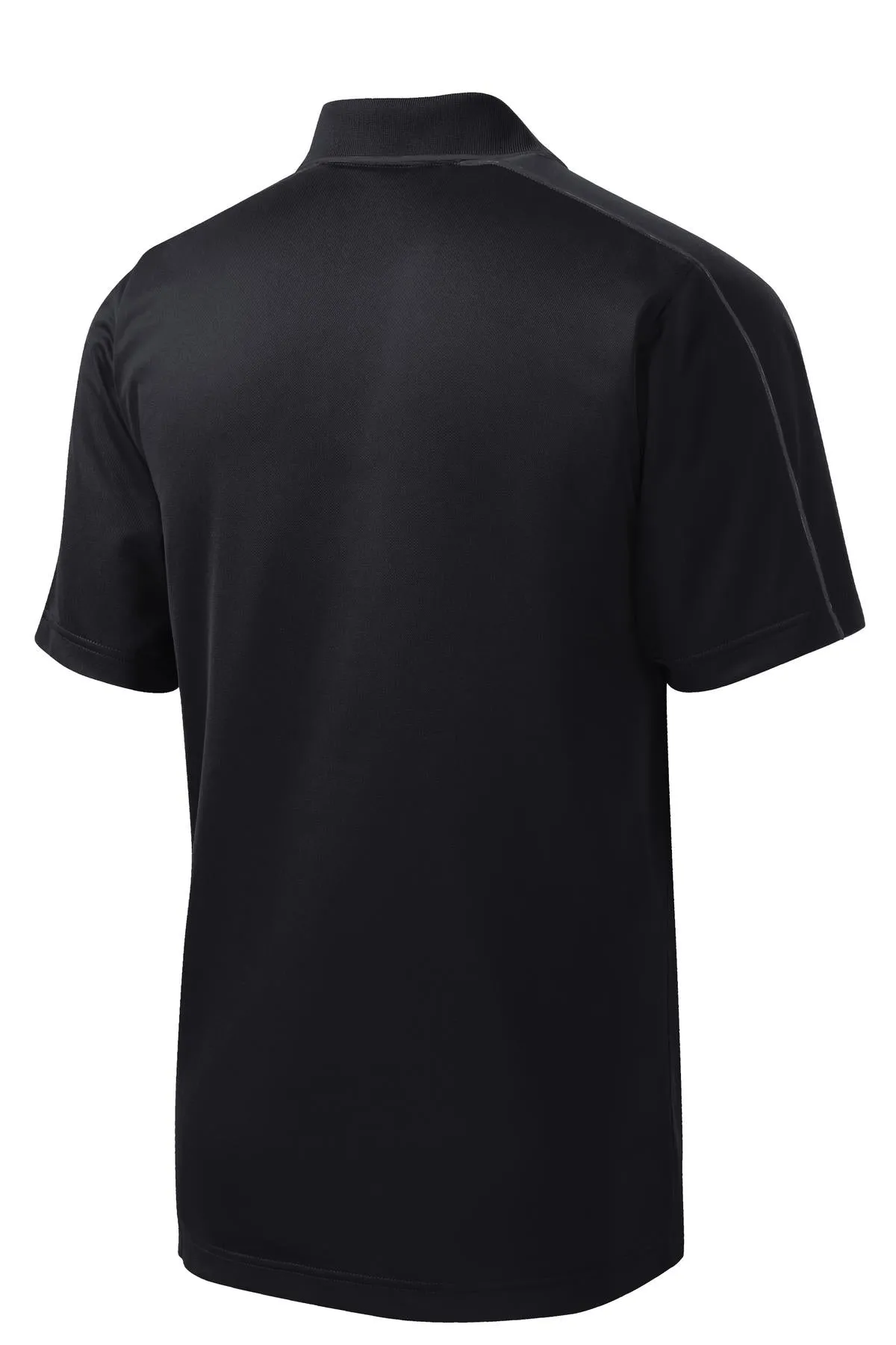 Sport-Tek Micropique Sport-Wick Piped Polo. ST653 Black/ Iron Grey
