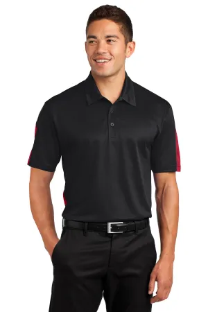 Sport-Tek PosiCharge Active Textured Colorblock Polo. ST695 Black/ True Red
