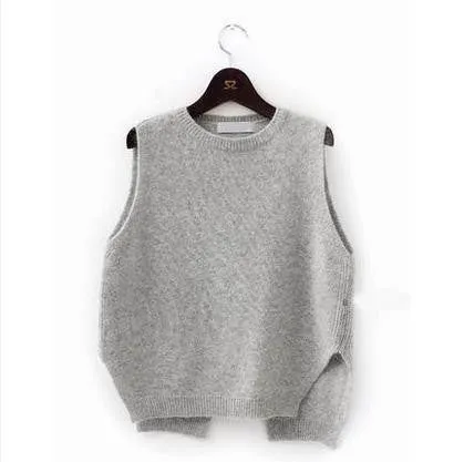spring loose big yards female hedging sweater vest sweater vest round neck wool vest waistcoat jacket