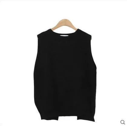 spring loose big yards female hedging sweater vest sweater vest round neck wool vest waistcoat jacket