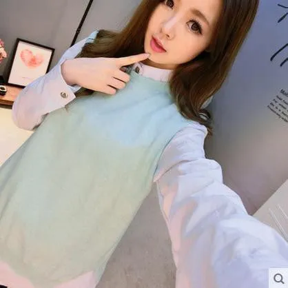 spring loose big yards female hedging sweater vest sweater vest round neck wool vest waistcoat jacket