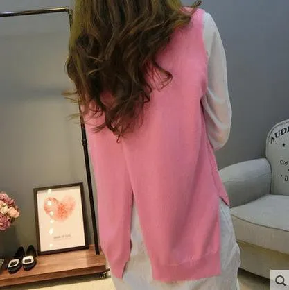 spring loose big yards female hedging sweater vest sweater vest round neck wool vest waistcoat jacket