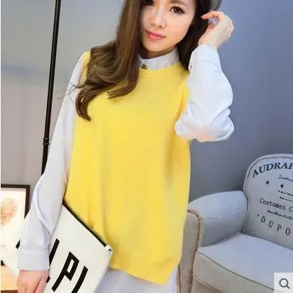 spring loose big yards female hedging sweater vest sweater vest round neck wool vest waistcoat jacket