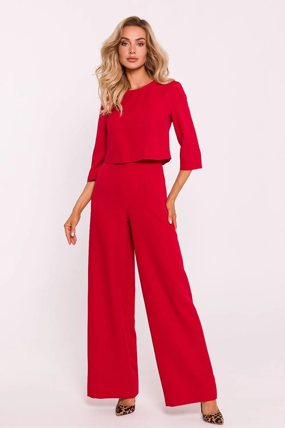Stylish double-layered wide leg jumpsuit