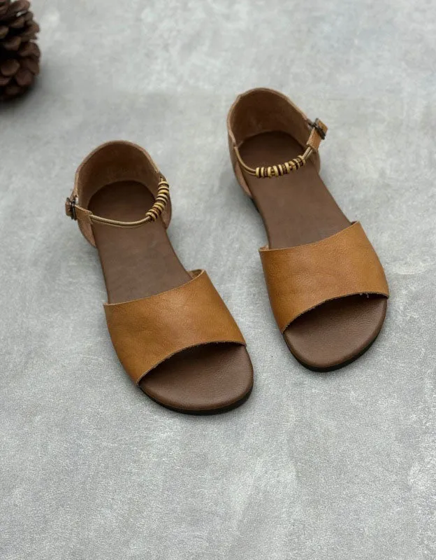 Summer Ankle Strap Open Toe Retro Flat Sandals