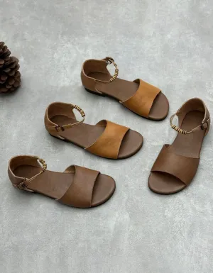 Summer Ankle Strap Open Toe Retro Flat Sandals