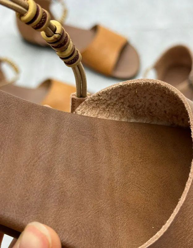 Summer Ankle Strap Open Toe Retro Flat Sandals
