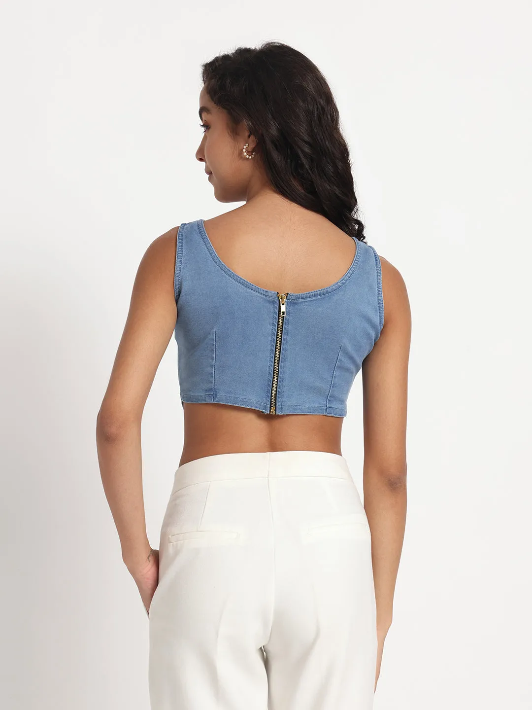 Sunflower Bliss Hand-Painted Denim Crop Top