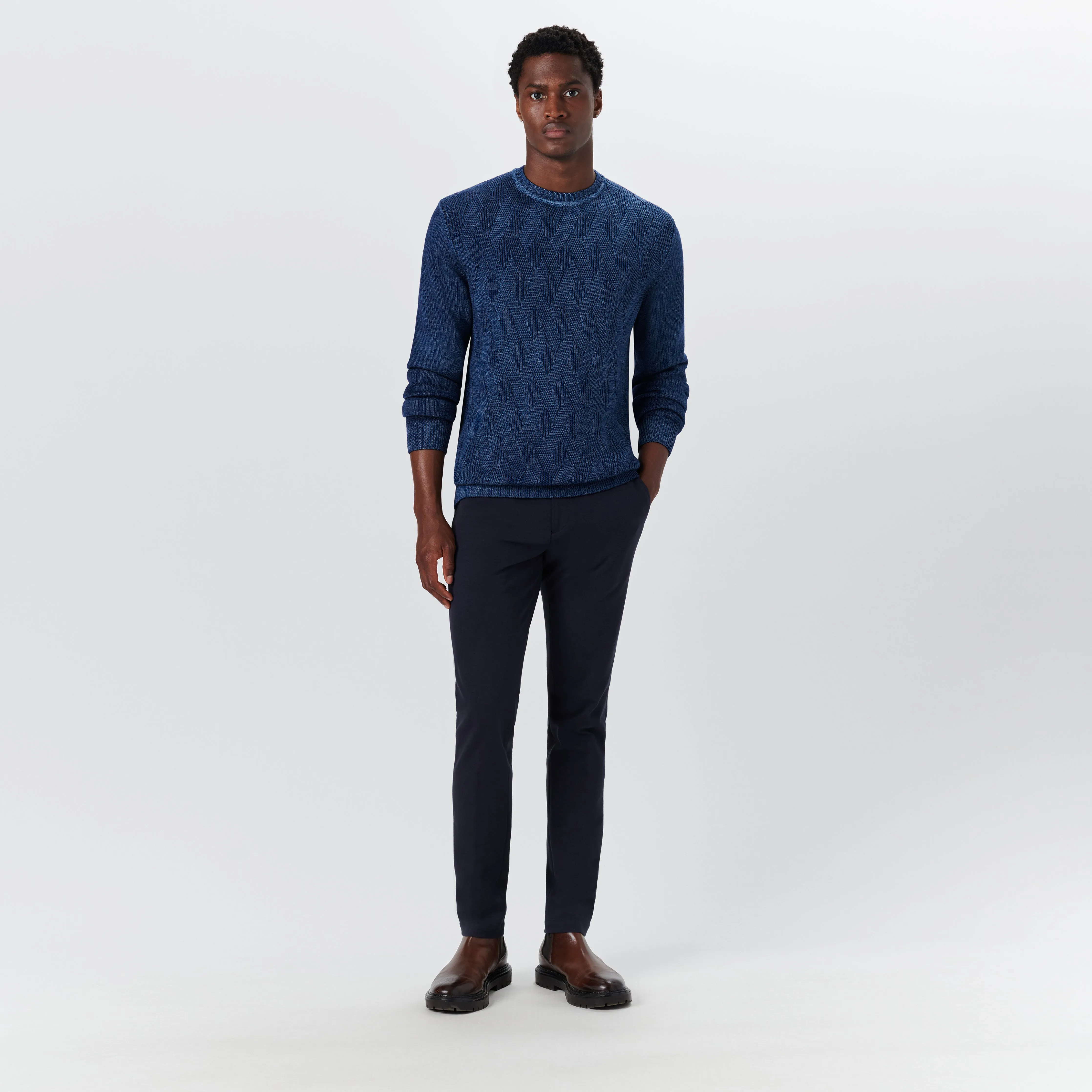Super Merino Crew Neck Diamond Cable Sweater