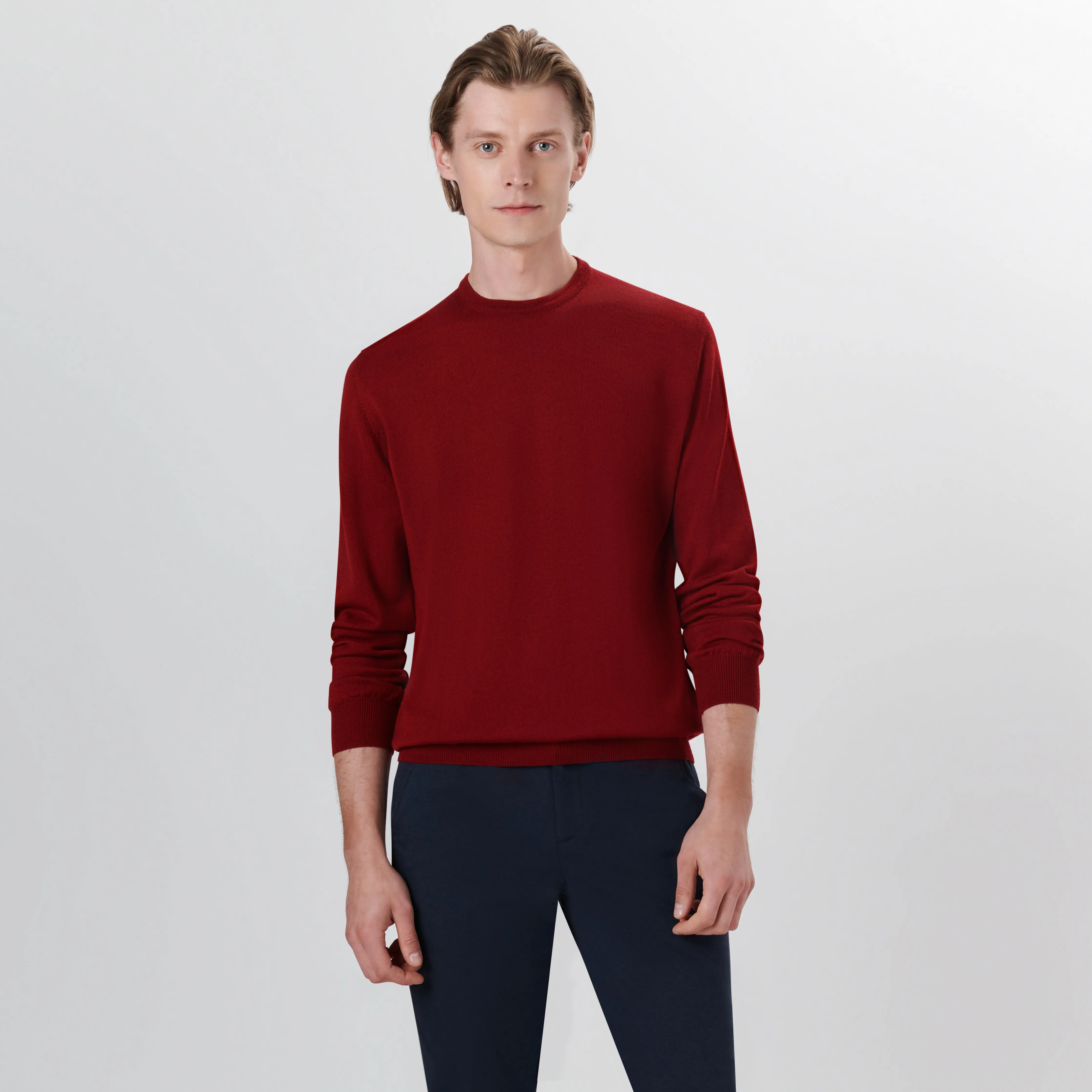 Super Merino Crew Neck Solid Sweater