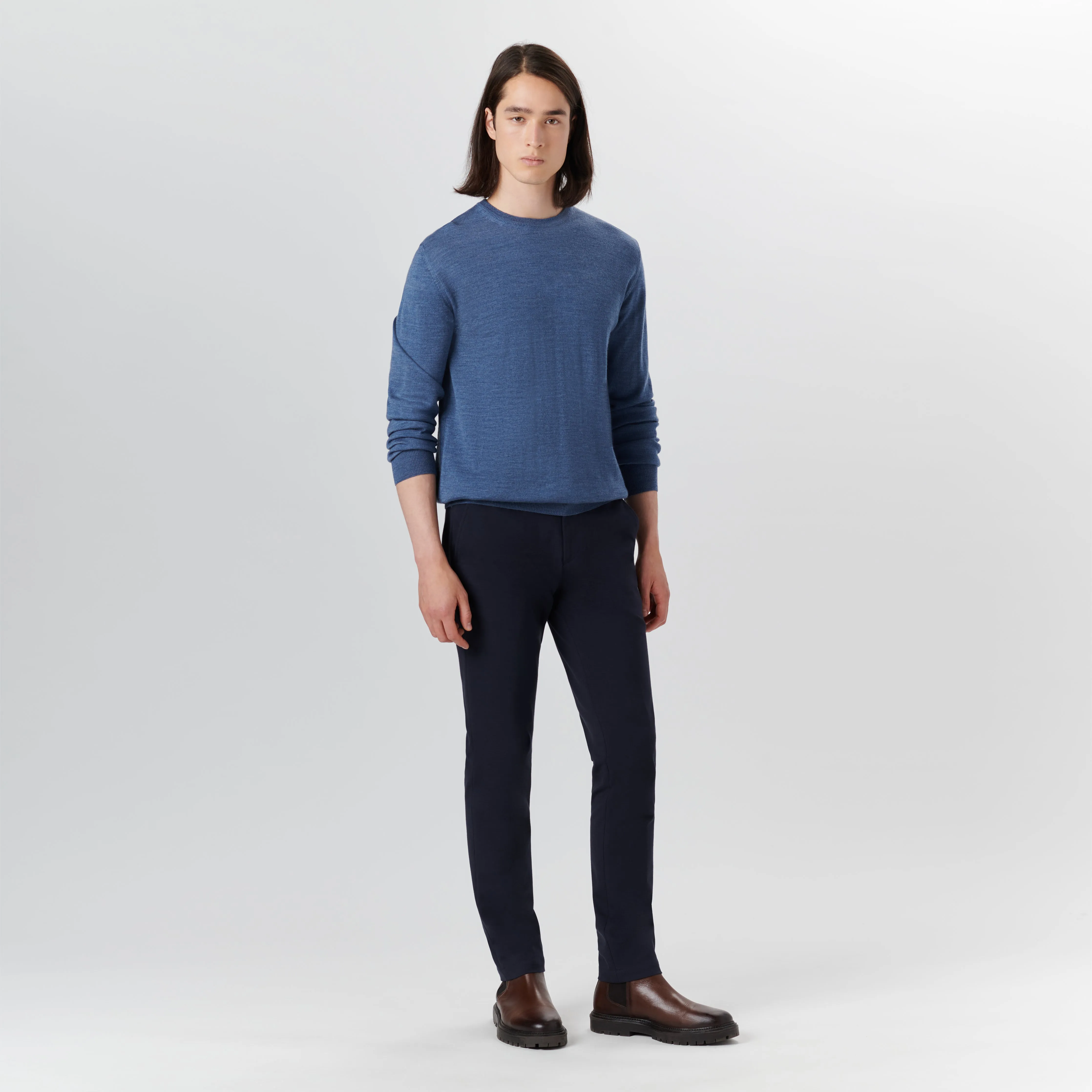 Super Merino Crew Neck Solid Sweater