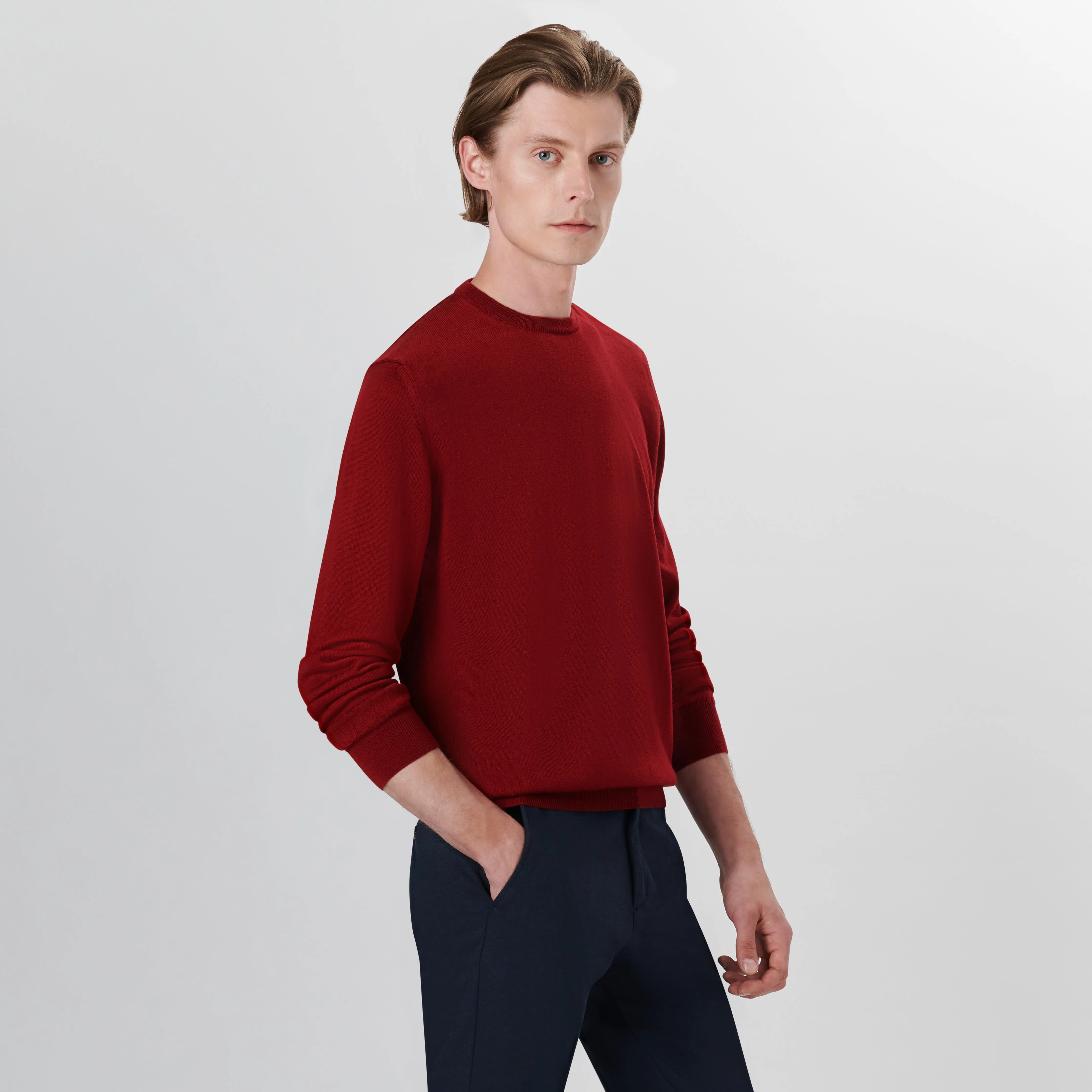 Super Merino Crew Neck Solid Sweater