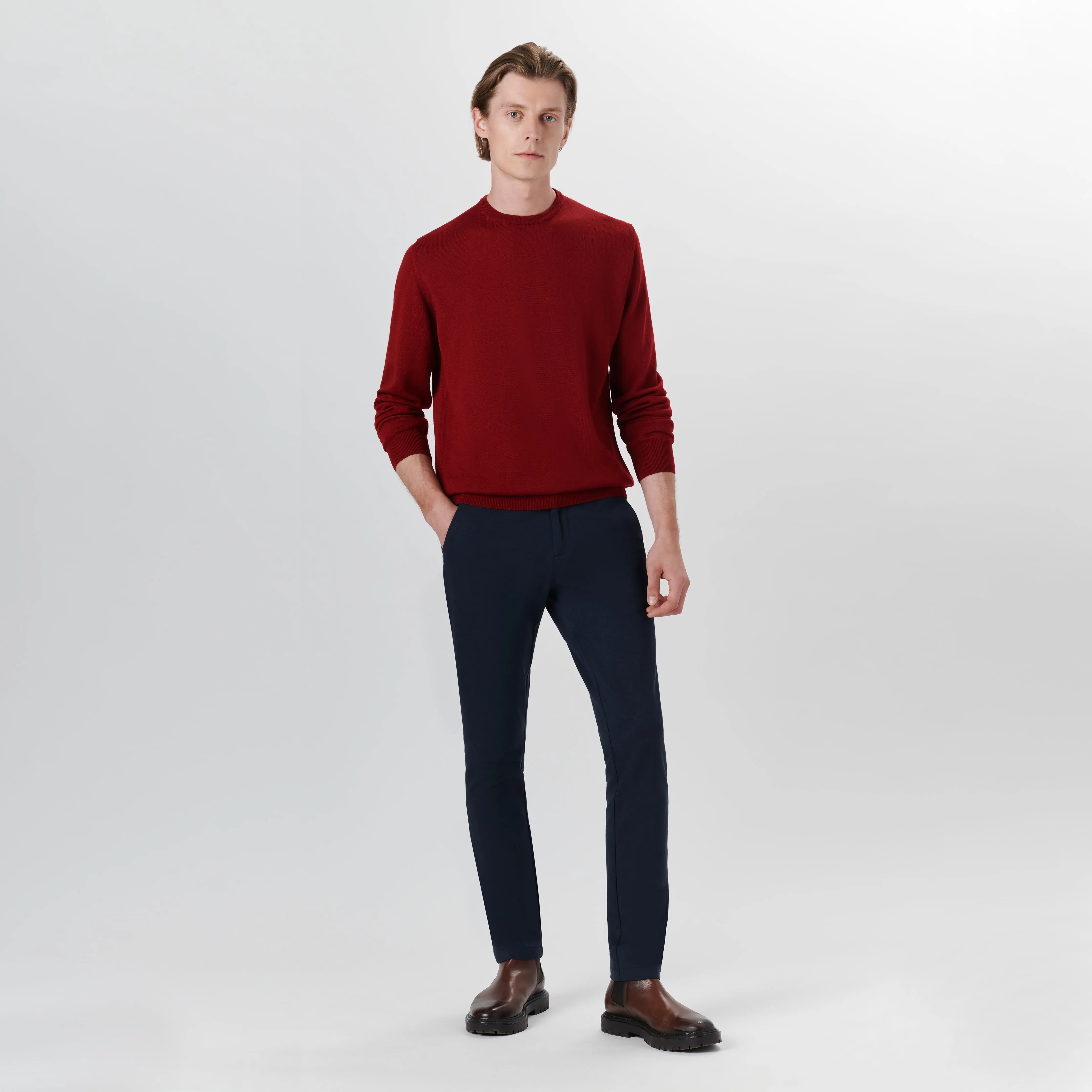Super Merino Crew Neck Solid Sweater