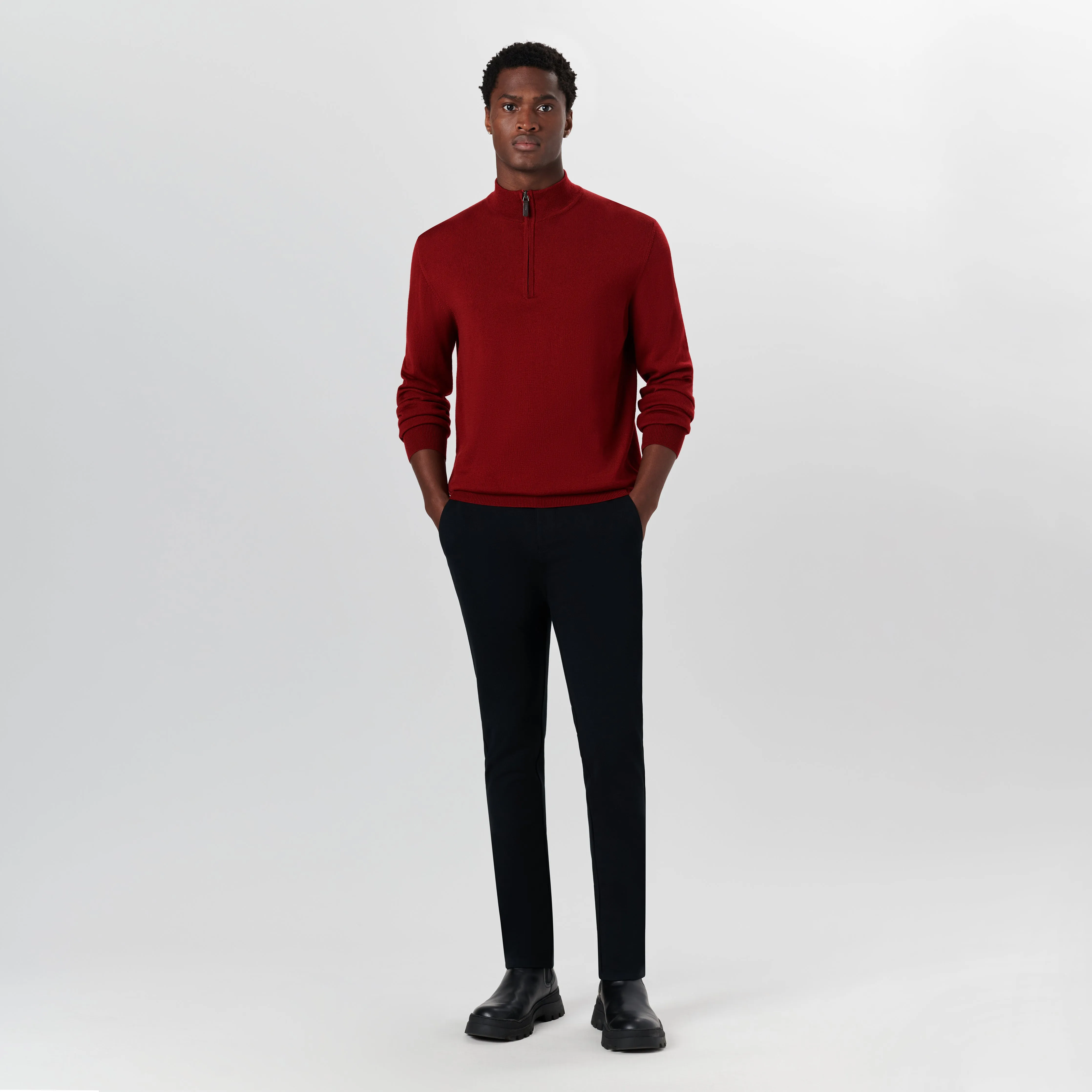 Super Merino Solid Quarter Zip Sweater