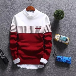 Sweater Men's Winter Pullover Men  Slim Fit Striped Knitted Sweater