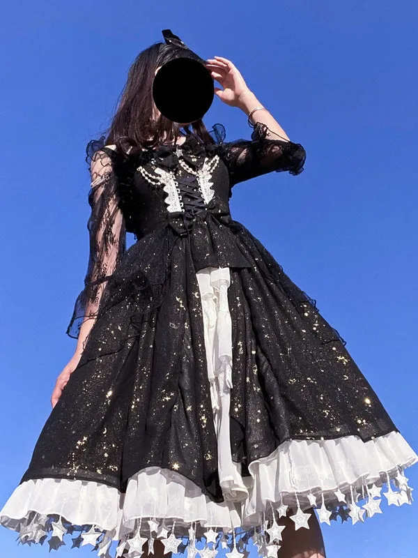 Sweet Lolita JSK Dress Neverland Lace Cascading Ruffles Bows White Lolita Jumper Skirts