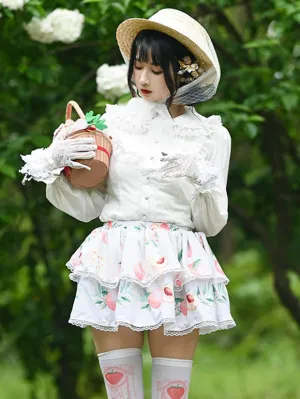 Sweet Lolita Overskirt Lace Ecru White Fruit Pattern Sweet Lolita Skirts