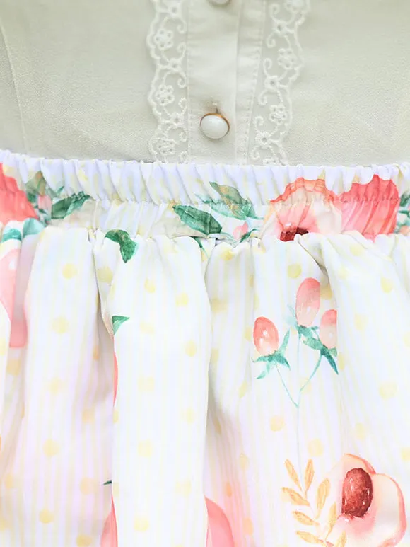 Sweet Lolita Overskirt Lace Ecru White Fruit Pattern Sweet Lolita Skirts