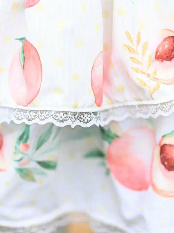 Sweet Lolita Overskirt Lace Ecru White Fruit Pattern Sweet Lolita Skirts