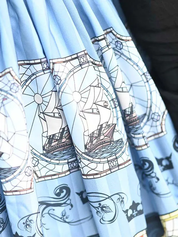 Sweet Lolita Overskirt Lace Light Sky Blue Leaf Pattern Daily Casual Tea Party Sweet Lolita Skirts