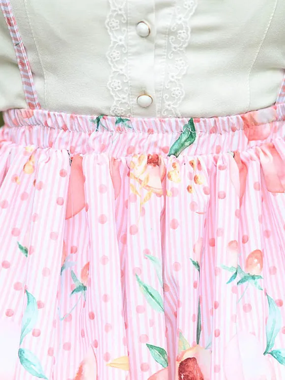 Sweet Lolita SK Leaf Fruit Floral Pattern Pink Lace Lolita Skirts