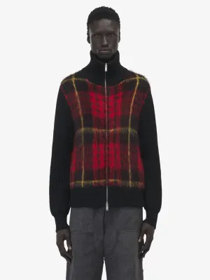 Tartan Zipped Knitted Cardigan