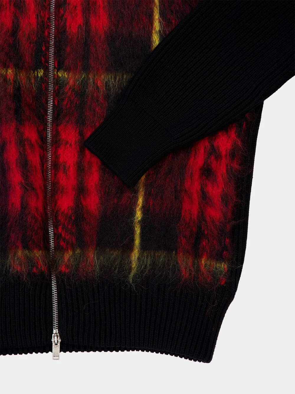 Tartan Zipped Knitted Cardigan