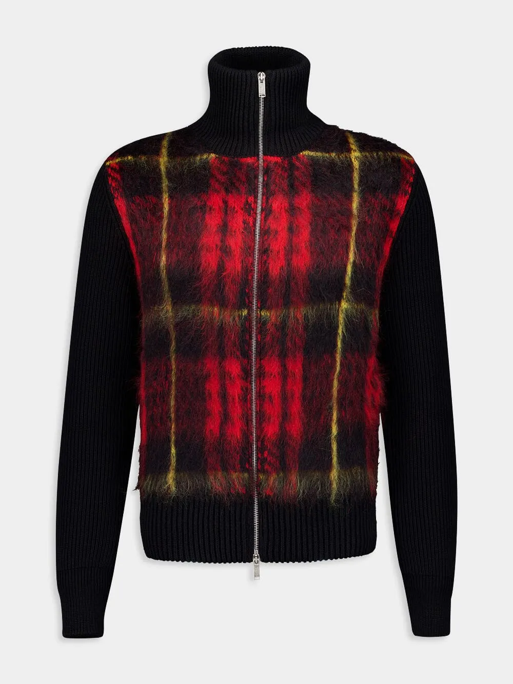 Tartan Zipped Knitted Cardigan
