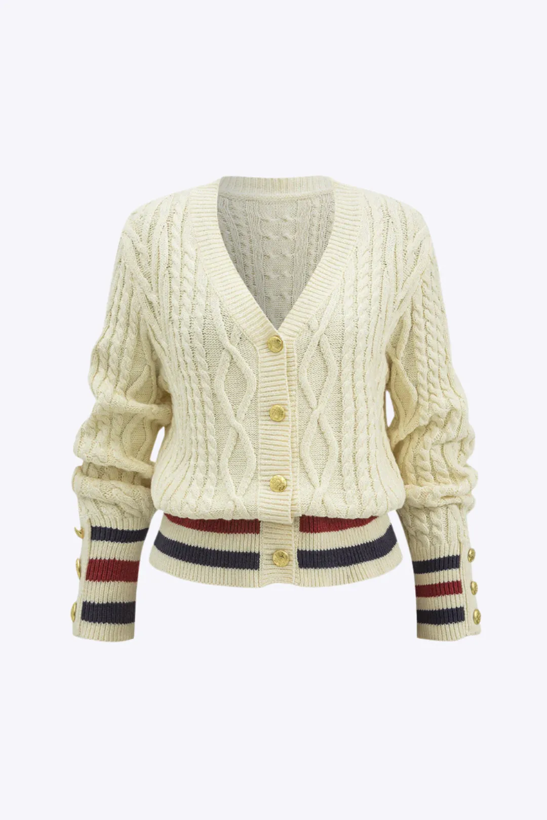 Taryn - Stylish Knit Button Patchwork Woman's Cardigan